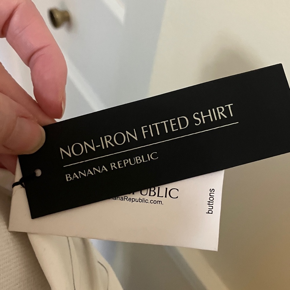 NWT Banana Republic Non-Iron FittedWhite Windowpane Women’s Shirt Size 4 - Picture 2 of 7